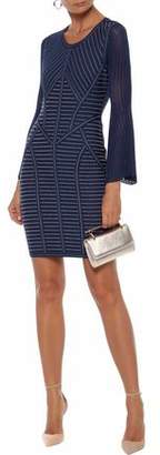 Herve Leger Pointelle-paneled Cutout Jacquard-knit Mini Dress