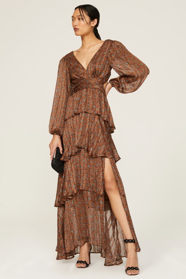 ASTR the Label Anora Gown Purple-multicolored-print