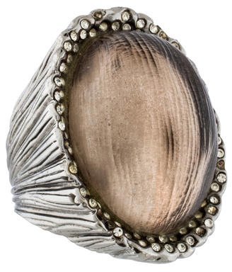 Alexis Bittar Carved Lucite & Crystal Cocktail Ring