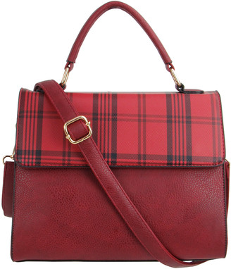 AR New York Women's Handbags Red - Red Plaid-Accent Crossbody Bag