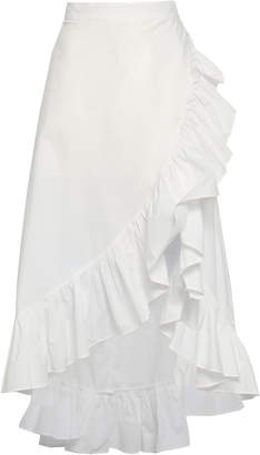 Raoul Wrap-effect Ruffle-trimmed Cotton-poplin Midi Skirt