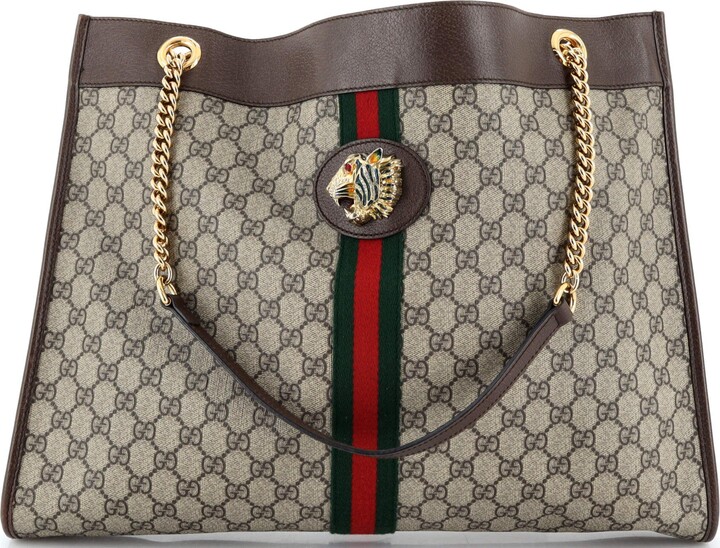 Gucci Rajah Chain Tote GG Coated Canvas Large - ShopStyle