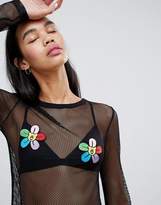 Thumbnail for your product : Lazy Oaf Mesh Dress With Flower Patches