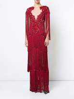 Thumbnail for your product : Marchesa lace embroidered tassel dress