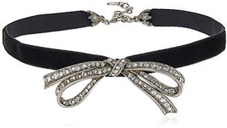 Michael Kors Ben-Amun Jewelry Mod Victorian Swarovski Crystal Ribbon Pendant Black Velvet Choker Necklace
