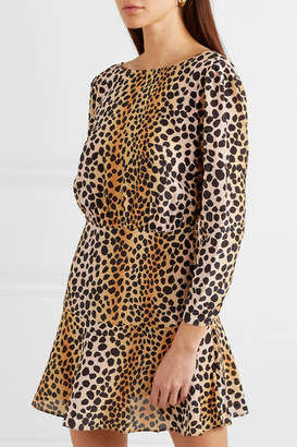 Rixo Kyla Leopard-print Silk Crepe De Chine Mini Dress - Leopard print