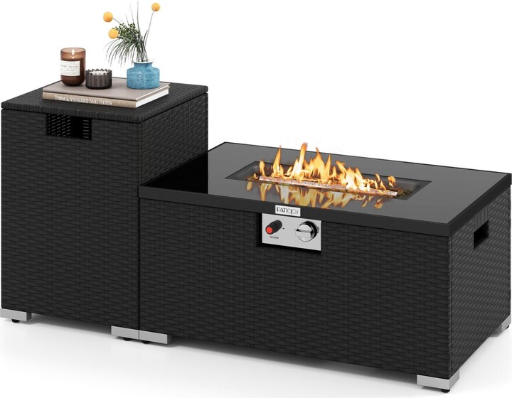 Slickblue 2-Piece Outdoor Rattan Fire Table with 32\