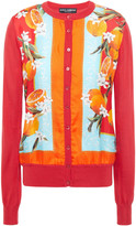 Thumbnail for your product : Dolce & Gabbana Printed Satin Twill-paneled Silk Cardigan