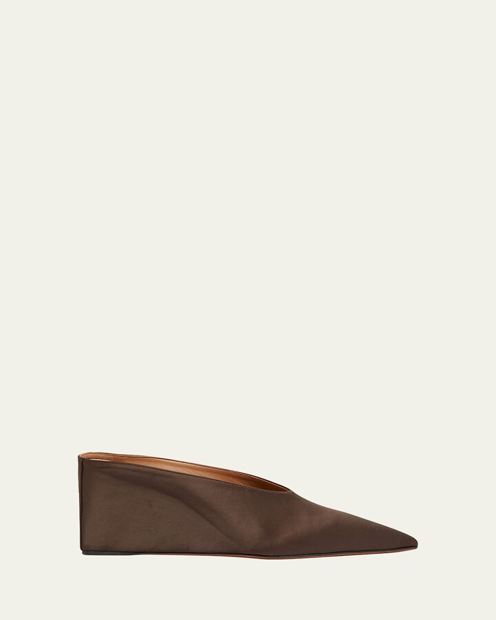 Alaia Satin Wedge Mules