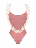 Thumbnail for your product : La Reveche Floral Appliqué Open-Back Swimsuit