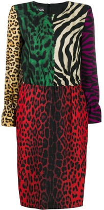 Boutique Moschino Animal-Print Colour Block Dress