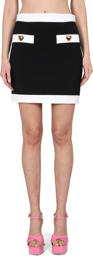 Moschino Heart Buttons Crepe Miniskirt