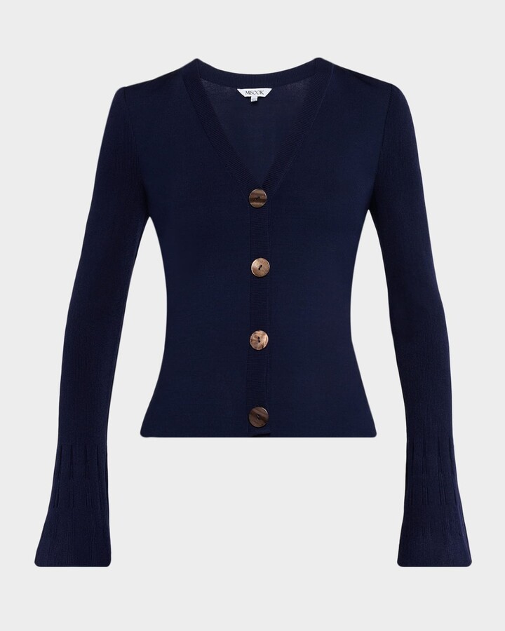 Misook x Lani Lynn Bell-Sleeve Knit Cardigan