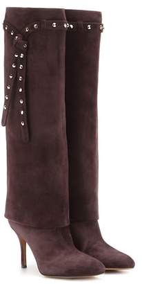 Valentino Embellished suede knee-high boots