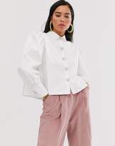 Thumbnail for your product : Sister Jane shirt with volume sleeves and faux pearl heart buttons