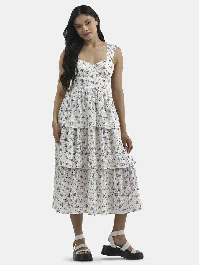 No Boundaries Tiered Bustier Maxi Dress, Women’s