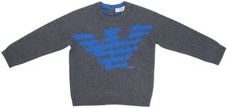 Armani Junior Logo Cotton Jacquard Sweater