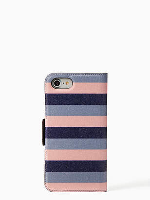 Kate Spade Glitter stripe iphone 7 & 8 wrap folio case
