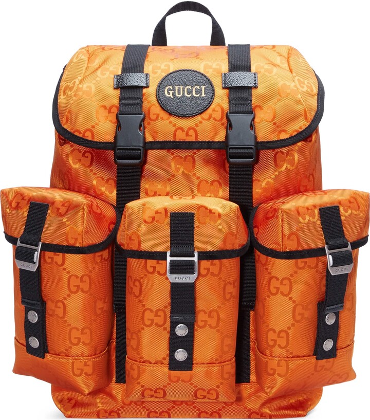 Gucci Red/Yellow/Grey GG Econyl Nylon Off The Grid Backpack Bag