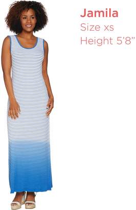 Lisa Rinna Collection Regular Dip Dye Striped Knit Maxi Dress