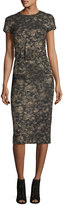 Thumbnail for your product : Michael Kors Collection Metallic Jacquard Sheath Dress with Belt