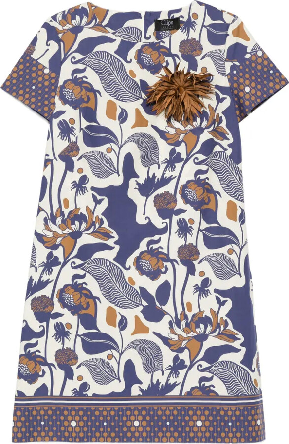 Clips Floral-Appliqué Mini Dress
