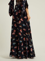 Thumbnail for your product : Peter Pilotto Fig-print Silk Maxi Skirt - Blue