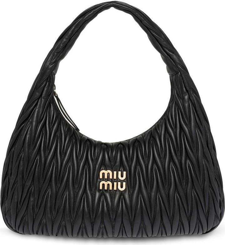 Miu Miu Leather embossed-logo Shoulder Bag - Farfetch