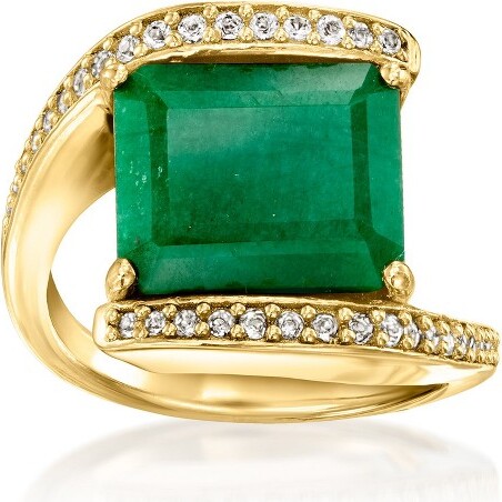Ross-Simons Ross-Simons6.00CaratEmeraldBypassRingWith.20ct.t.w.WhiteTopazin18ktGoldOverSterlingSize8