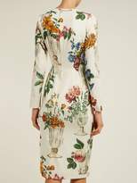 Thumbnail for your product : Dolce & Gabbana Floral And Vase Print Silk Blend Crepe Dress - Womens - White Multi