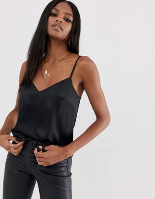 Lipsy satin cami top in black - ShopStyle
