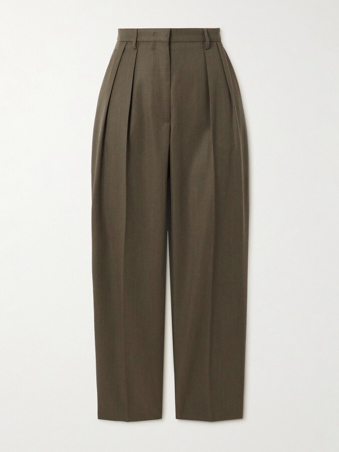 Altuzarra Emmett Pleated Wool Tapered Pants - Brown