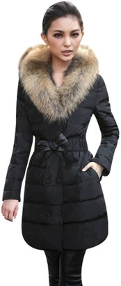 TRURENDI Women's Luxury Raccoon Fur Collar Hooded Duck Down Jacket Parka Winter Long Coat (M, )