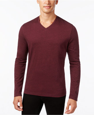 Alfani Men's Jacquard V-Neck Long-Sleeve T-Shirt, Only at Macy's