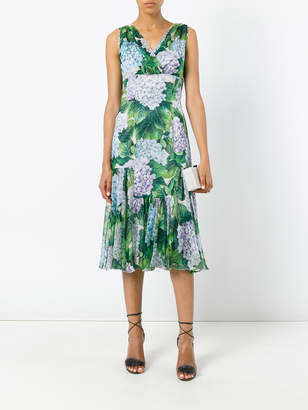 Dolce & Gabbana hydrangea print pleated dress