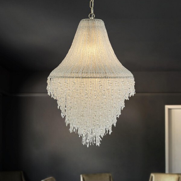 ALOADECORVintageMeetsModernLuxury5-LightHandcraftedEleganceChandelierwithClearCrystalBeadsinAntiqueSilver