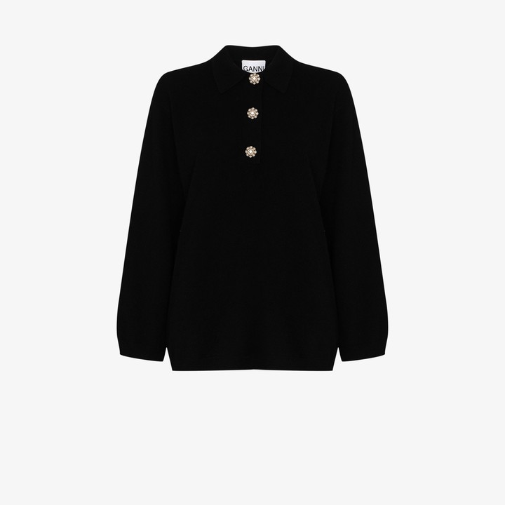 Ganni Crystal Button Cashmere Sweater - ShopStyle