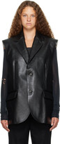 Black Raw Edge Leather Vest 