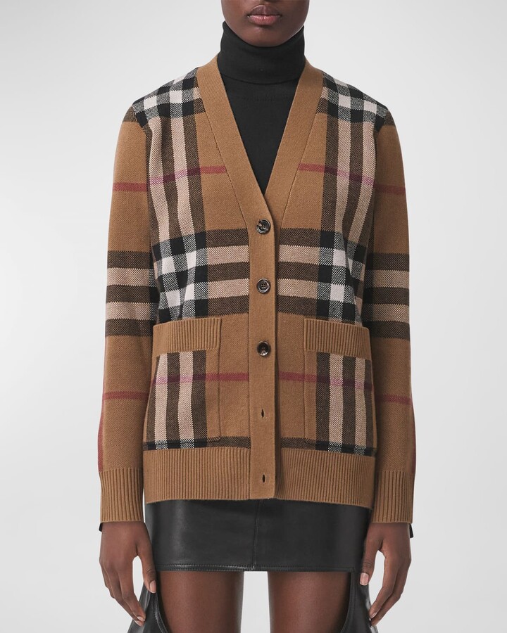 Burberry Willah Check Oversized Cardigan - ShopStyle