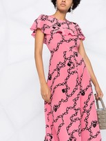 Thumbnail for your product : RED Valentino Chain-Link Print Midi Dress