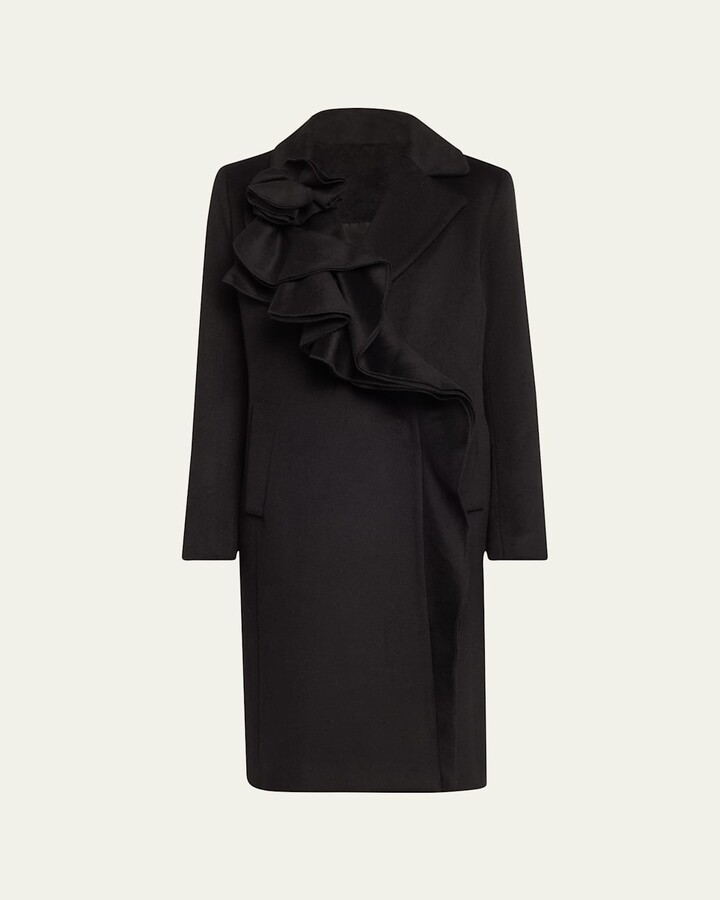 Kobi Halperin Alora Ruffle Brushed Wool Coat