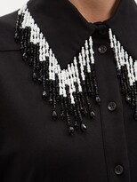 Thumbnail for your product : Christopher Kane Bead-fringed Organic-cotton Jersey Shirt Dress - Black