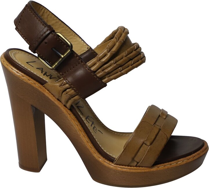 Lanvin Women's Leather Wooden Heel (Authentic Pre-Loved)