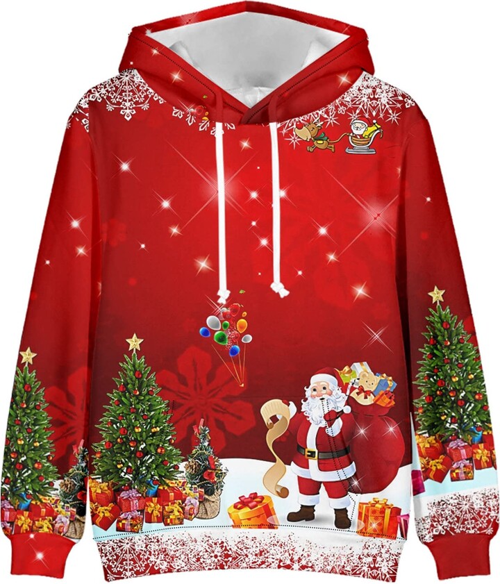 luoluoluo Men's Christmas Sweatshirts 3D Print Hoodies Xmas Jumper