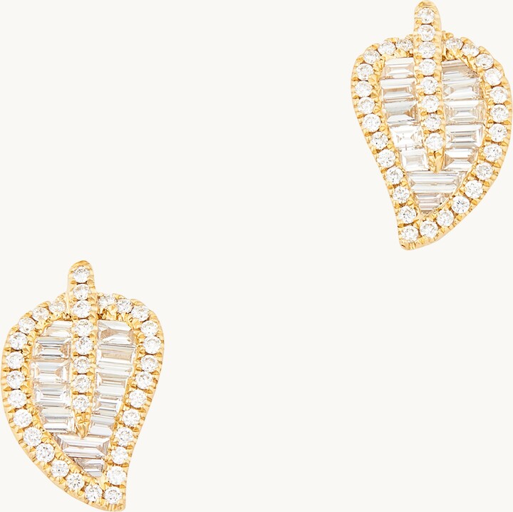 Anita Ko 18-karat Yellow-gold Leaf Studs Yellow Gold / White Diamonds