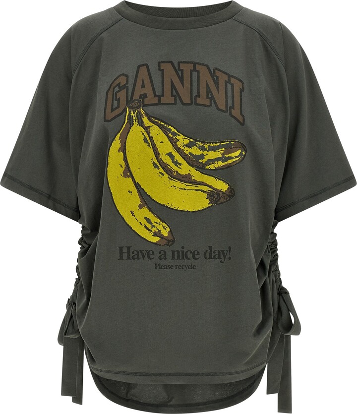 Ganni Grey Banana T-Shirt Gray