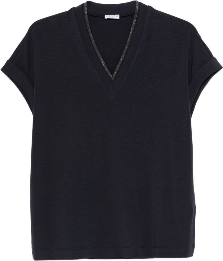 Brunello Cucinelli Cotton V-Necked T-Shirt