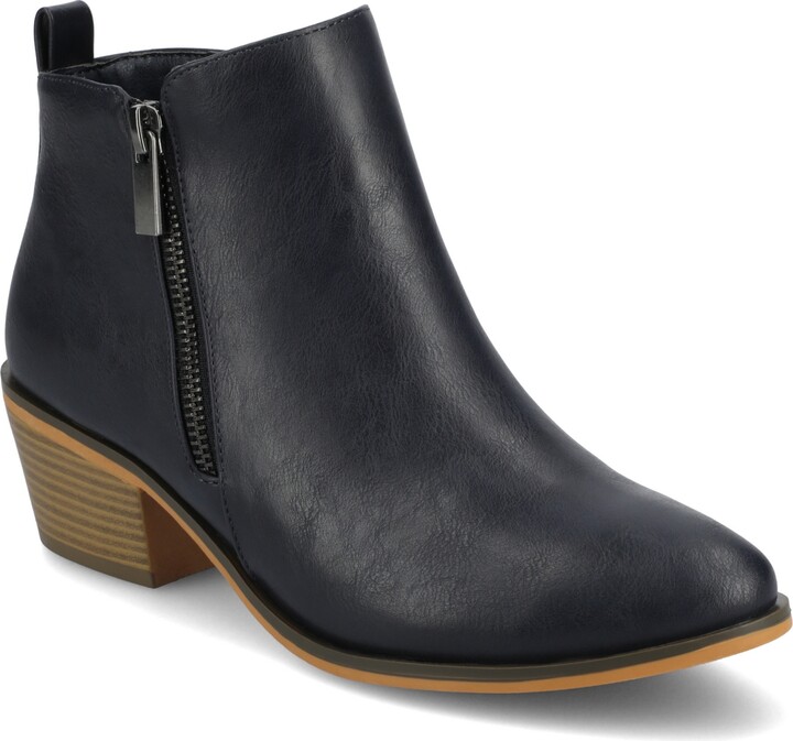 Journee Collection Women's Rebel Size Zipper Stacked Heel Booties