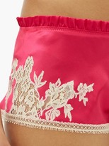 Thumbnail for your product : Carine Gilson Lace-trimmed Silk Shorts - Pink Multi