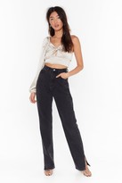 Thumbnail for your product : Nasty Gal Womens Don't Even Tie Satin Crop Blouse - Beige - 12